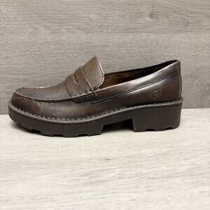 Born Carrera Penny Loafer Bronzed Brown Leather Women's Size 9M